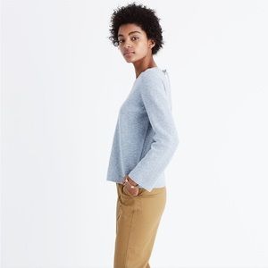 Madewell Laced-Back Pullover Sweater Light Blue XXS